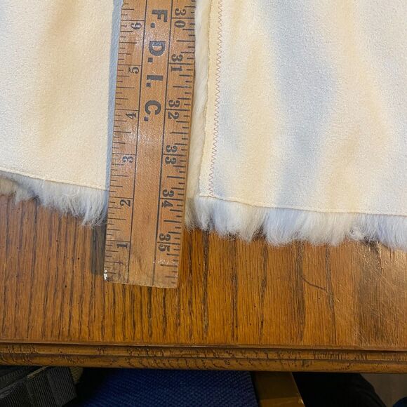 Y2K Glam VTG Bebe Penny Lane Faux Fur Suede Large Hooded Winter Coat Cream Pink - Picture 12 of 13